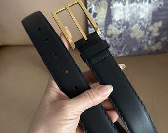 ゴールドバックルブラックベルト 男性用 メンズベルト ゴールド