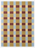 Handwoven Blue, Maroon and Gold: Bauhaus Plaid Scandinavian Modern Minimalist Design