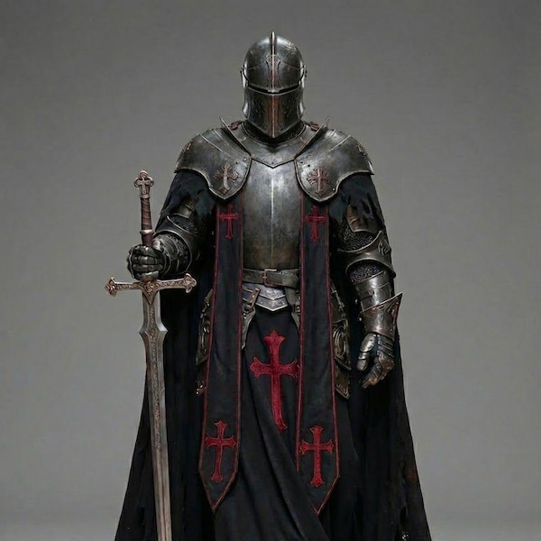 Ganzkörper - Barbuta Ritter Rüstung - Mittelalterlicher Templar Stahl Anzug für Cosplay & LARP | Gothic Kreuzritter Kostüm