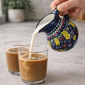 Handmade Ceramic Milk Pitcher, 125ml Hand Painted Creamer, Colorful Coffee Serveware