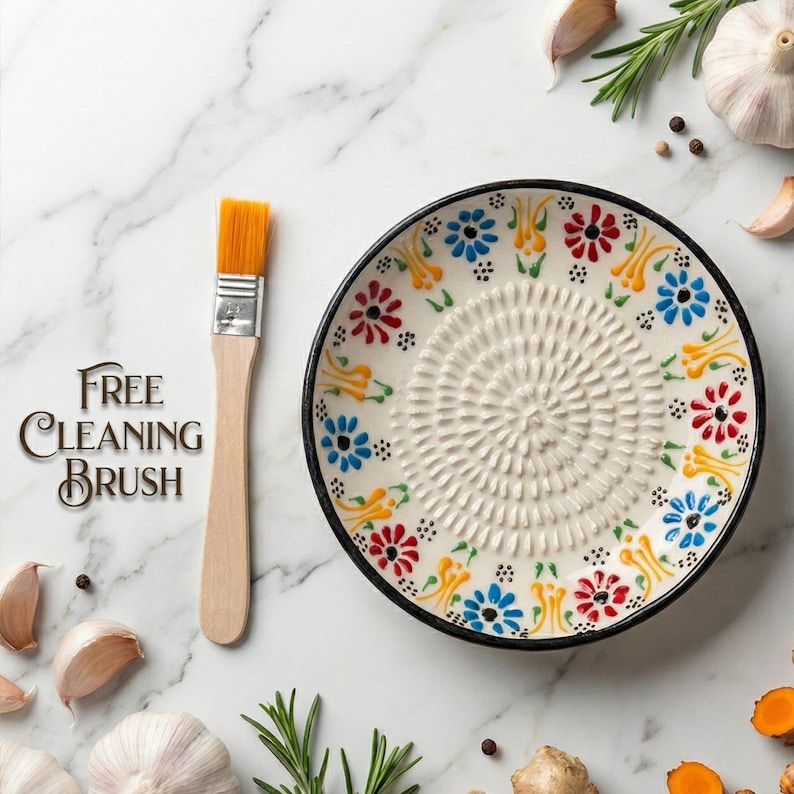 Artisan ceramic grater plate suitable for sauces and dips