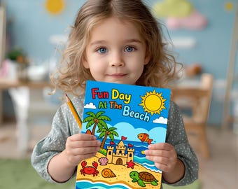 Fun Day At The Beach Coloring Book for Kids | Printable Beach Coloring Pages | Summer Activity PDF | Digital Download