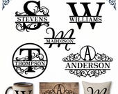 Split Monogram SVG Bundle for Cricut, Alphabet Split Letters PNG DXF, Family Name Monogram Fonts, Fancy Script Circle Monogram