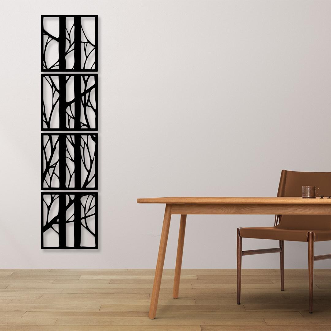 Vertical Tree Metal Wall Art Set, Modern Forest Wall Decor, Minimalist ...