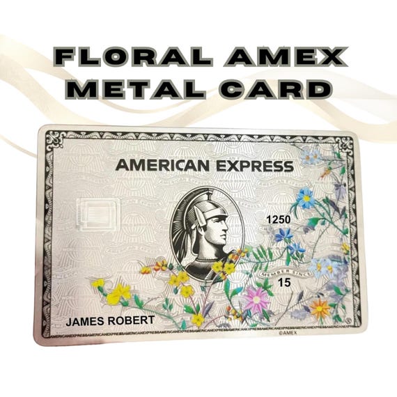 Personalized Floral AMEX Metal Credit Card | Custom Engraved