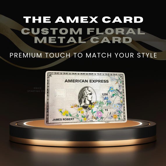 Personalized Floral AMEX Metal Credit Card | Custom Engraved