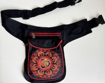 Handmade Cotton Om Mandala Fanny Pack – Nepal Travel Waist Bag