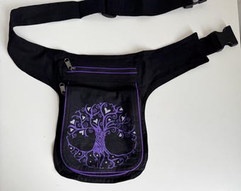 Handmade Cotton Fanny Pack – Tree of Life Boho Waist Bag – Nepal Travel Hip Bag