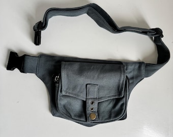 Cotton Canvas Money Belt: Adjustable Hip Bag with Phone Pocket crossbody