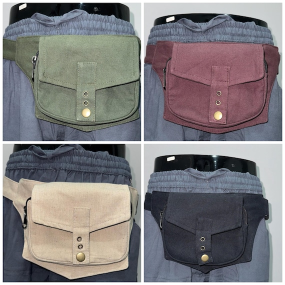 100% Cotton Canvas Money Belt: Adjustable Hip Bag with Phone Pocket
