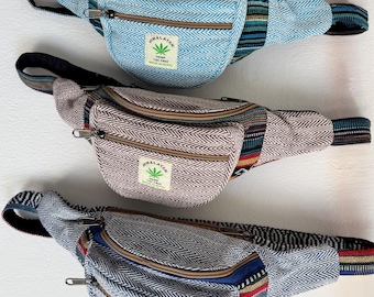 Handmade Hemp Patchwork Fanny Pack: Nepal Bum Bag, Travel Money Belt
