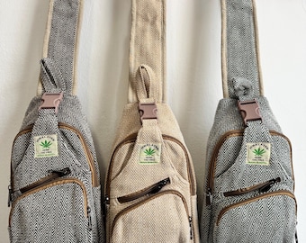 Handmade  hemp Cotton mix   Sling Bag – Nepal Crossbody Travel Carry bag