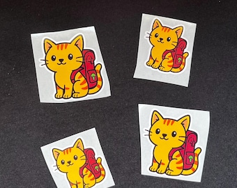 Broccoli the Orange Cat with a backpack Sticker – Cute Vinyl Decal from Onyx Storm, Quest Squad Mascot for Book Fans, Kindles, & Laptops