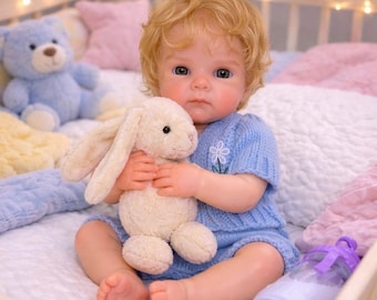 13 Inch Preemie Reborn Baby Doll – Small Full Body Silicone Lifelike Newborn with Rooted Blonde Hair & Green Eyes
