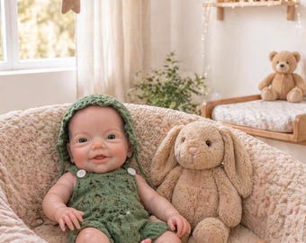 Silicone Reborn Boy Doll - Full Body Soft Solid Silicone Baby Boy - Open Mouth Preemie - Hand-Painted Life Like Reborn Silicone Dolls