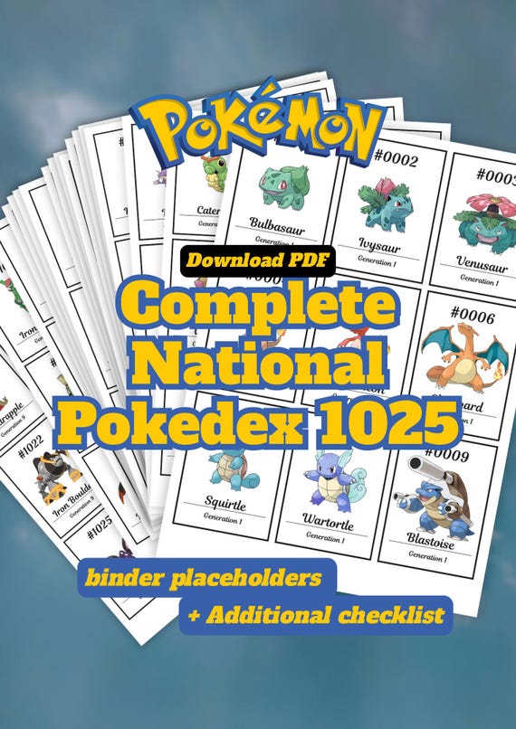 1025 pokemon card binder 50% Off! National Pokédex 1025 | Printable Pokémon Binder Placeholders  (direct PDF Download)