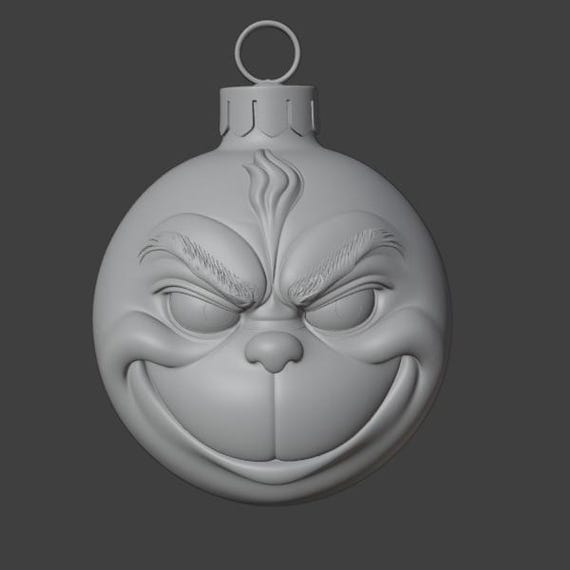 Grinch Weihnachtskugel, Weihnachtsschmuck, Weihnachtsbaumschmuck | STL-Datei