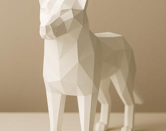 Perro de baja poligonización: modelo 3D de perro geométrico/archivo STL