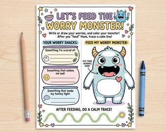 Paquete de actividades "El monstruo de las preocupaciones" / Habilidades para que los niños afronten la ansiedad (Descarga digital)