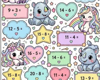 20 hojas de ejercicios de matemáticas imprimibles: suma y resta hasta 20 (PDF)