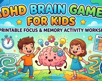 Juegos mentales para niños con TDAH: 50 hojas de trabajo imprimibles para mejorar la concentración y la memoria (PDF tamaño A4)