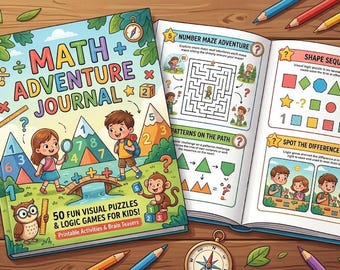 Diario de aventuras matemáticas: 50 rompecabezas visuales y juegos de lógica para niños (PDF digital)