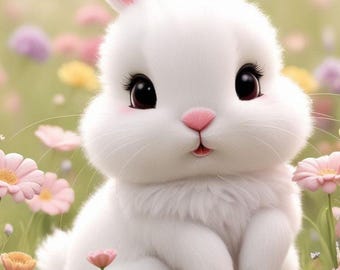 Dibujos para colorear de conejitos y flores, hojas de actividades de primavera (descarga digital)