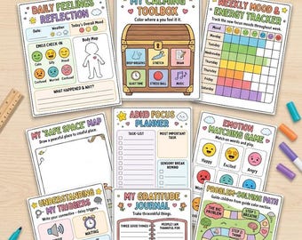 Hojas de trabajo sobre emociones y aprendizaje socioemocional para niños / Paquete de 10 páginas para el control emocional (PDF)