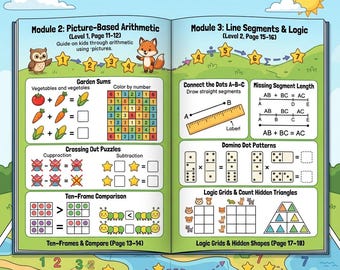 Diario de aventuras matemáticas: divertidas hojas de trabajo visuales y rompecabezas de lógica para niños.