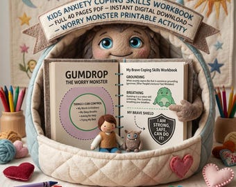 Cuaderno de ejercicios "El Monstruo de la Preocupación" para niños: actividades para controlar la ansiedad y la regulación emocional (PDF de 40 páginas)