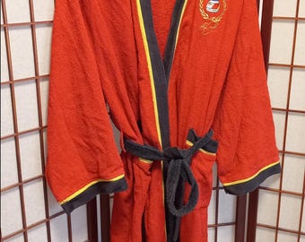 Vintage 90er Jahre Ferrari F1 Michael Schumacher Bademantel Herren Größe XXL Rot/Schwarz.