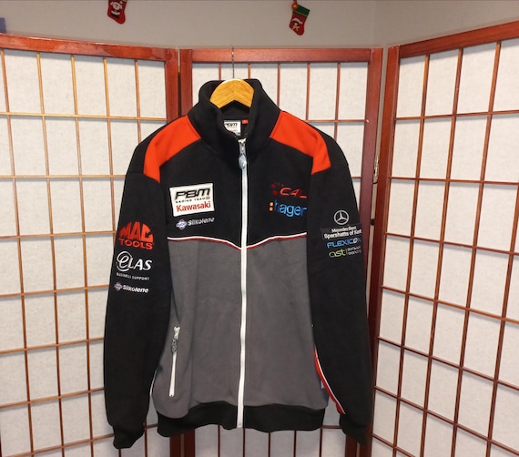 KAWASAKI Racing Team Fleece Zip Jacket Size L Mercedes-benz Black 