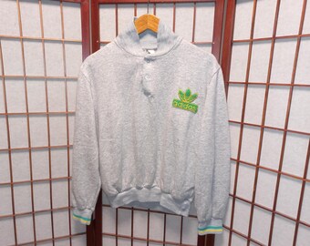 Vintage 1985 Adidas Ventex Sweatshirt Sweat Top Pullover Gray Acrylic 80's Retro