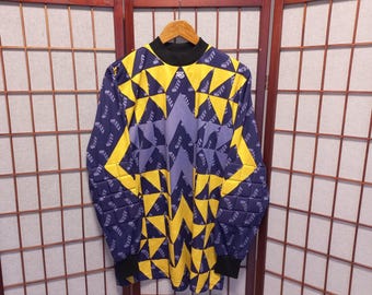Camiseta de fútbol vintage de portero número 1 de los años 90, morado/amarillo, talla XL, Austria