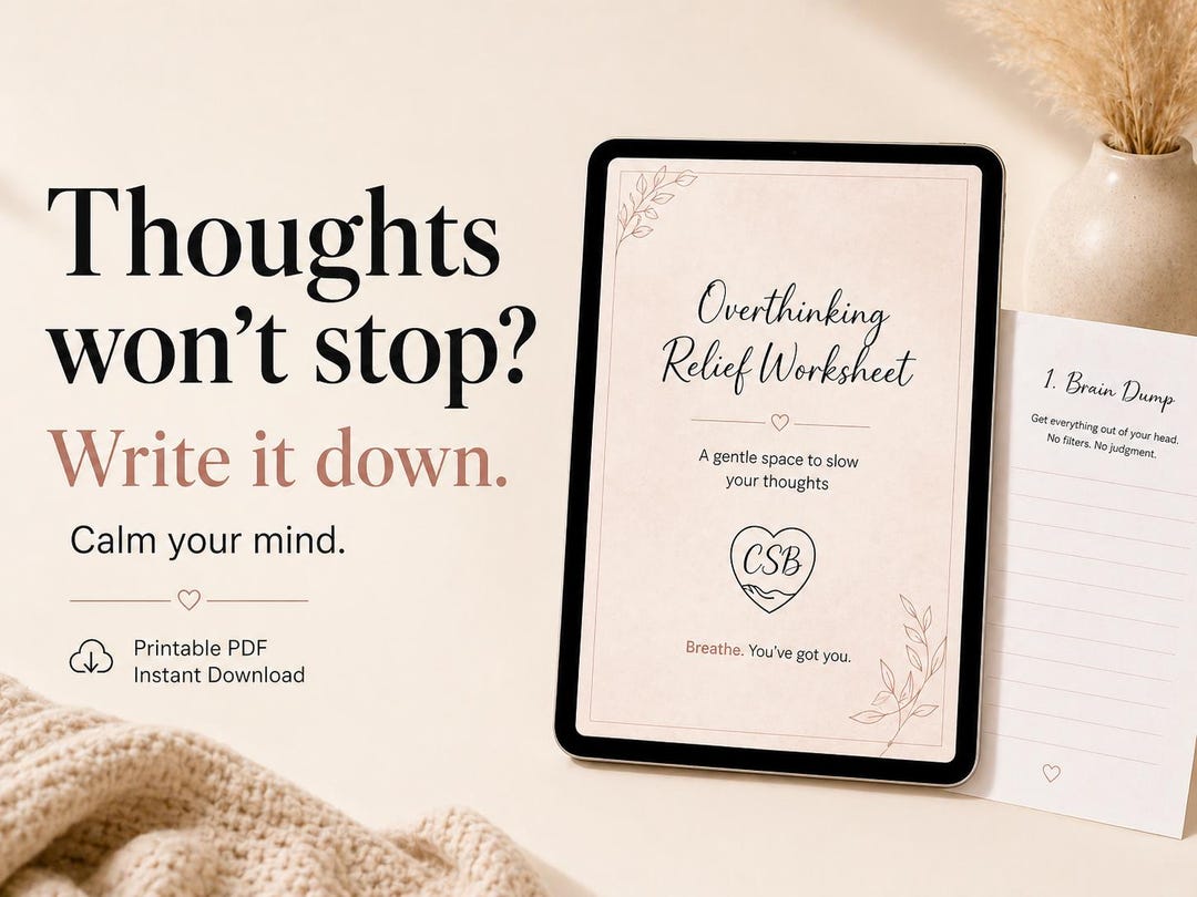 Overthinking Worksheet Printable – Stop Racing Thoughts, Anxiety Relief ...