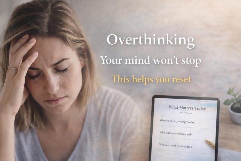 Overthinking Relief Worksheet Printable PDF, Mental Reset Planner, Calm ...