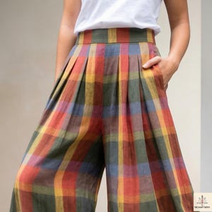 Wide Leg Palazzo Pants Sewing Pattern, Easy High Waisted Elastic & Pleated Trousers (PDF Download) image 3