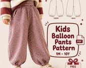 Kids Balloon Pants Pattern | Toddler Harem Trousers | Beginners Sewing PDF 1M to 10Y Unisex