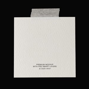 Scanned Stationery Card Mockup, PSD Textured Paper with Tape Branding Template