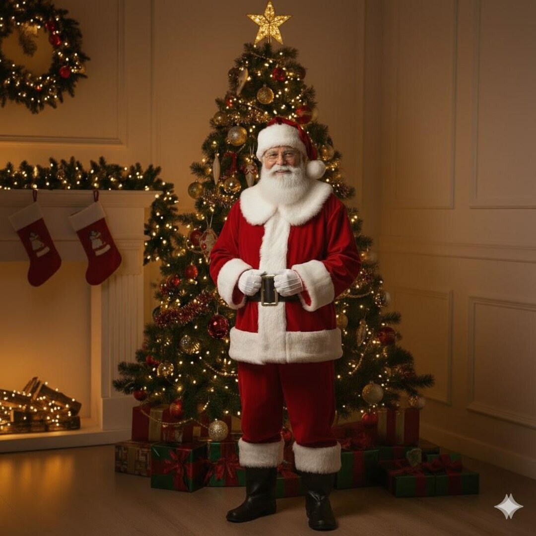Dulexe Handmade Red Velvet Santa Suit With White: Faux Fur Trim Classic ...