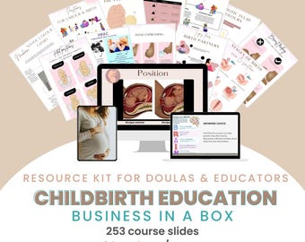 Childbirth Course Business in a Box | Birth Education Class Slides, Posters, Handouts | Doula Canva Templates