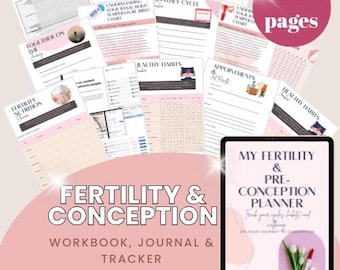 Fertility Planner | TTC Cycle Tracker|  BBT Chart| Pre-Conception Workbook (Printable PDF + Canva)