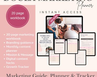 Doula Marketing Business Planner | Coaching  workbook | Social Media (PDF + Canva)