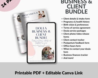 Doula Client Business Bundle | Editable Forms Contracts| acquisition Intake Templates |  Canva & PDF