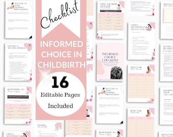 Informed Choice in Pregnancy & Childbirth Checklist | Editable Templates | Doulas Midwives | PDF + Canva Digital Download