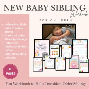 Cuaderno de actividades para niños de Hermano/Hermana Mayor / Libro de actividades digital editable en Canva / Regalo para hermanitos recién nacidos