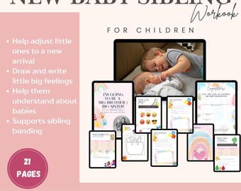 Big Brother/Sister Childrens Workbook | Canva Editable Digital Activity Book | New Baby Sibling gift