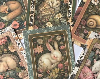 Sleeping Woodland Animals Assorted Note Card Set of 6 with Envelopes
