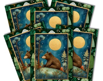 Moonlight Bear Note Card Set of 6 with Envelopes