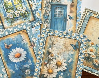 Blue Daisy Note Card Set of 5 with Envelopes